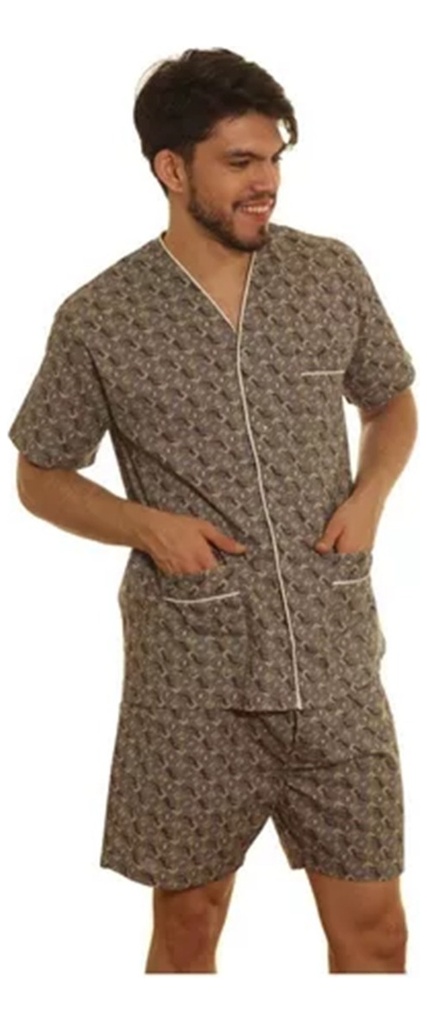 Pijama Hombre Verano Camisero Con Botones Estampado Paytiti