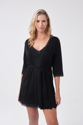 Bata Salida De Cama Modal Con Puntillas Sexy So Pink 18008